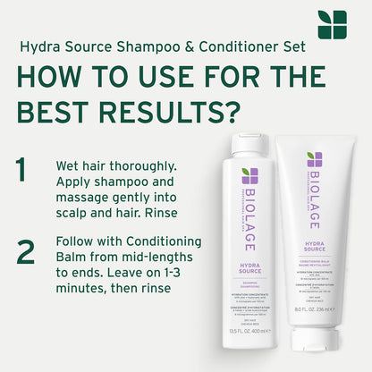 Biolage Hydra Source Shampoo and Conditioner Duo 400 mL (13.5 fl oz) and 236 mL (8 fl oz)