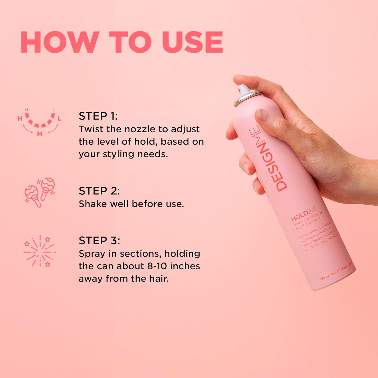 DesignMe Hold Me Three Way Hairspray 268 g (9.5 oz)