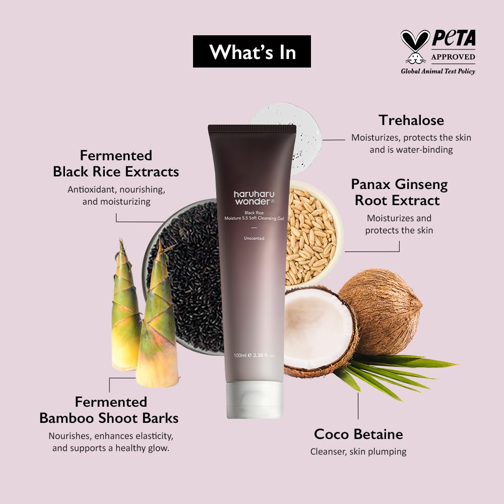 Haruharu Wonder Black Rice Moisture 5.5 Soft Cleansing Gel 100 mL (3.4 fl oz)