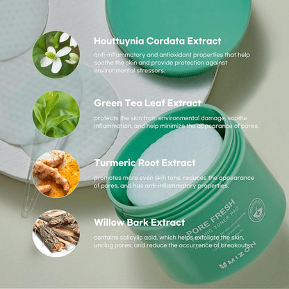 MIZON Pore Fresh Peeling Toner Pad 130 mL (60 pc)