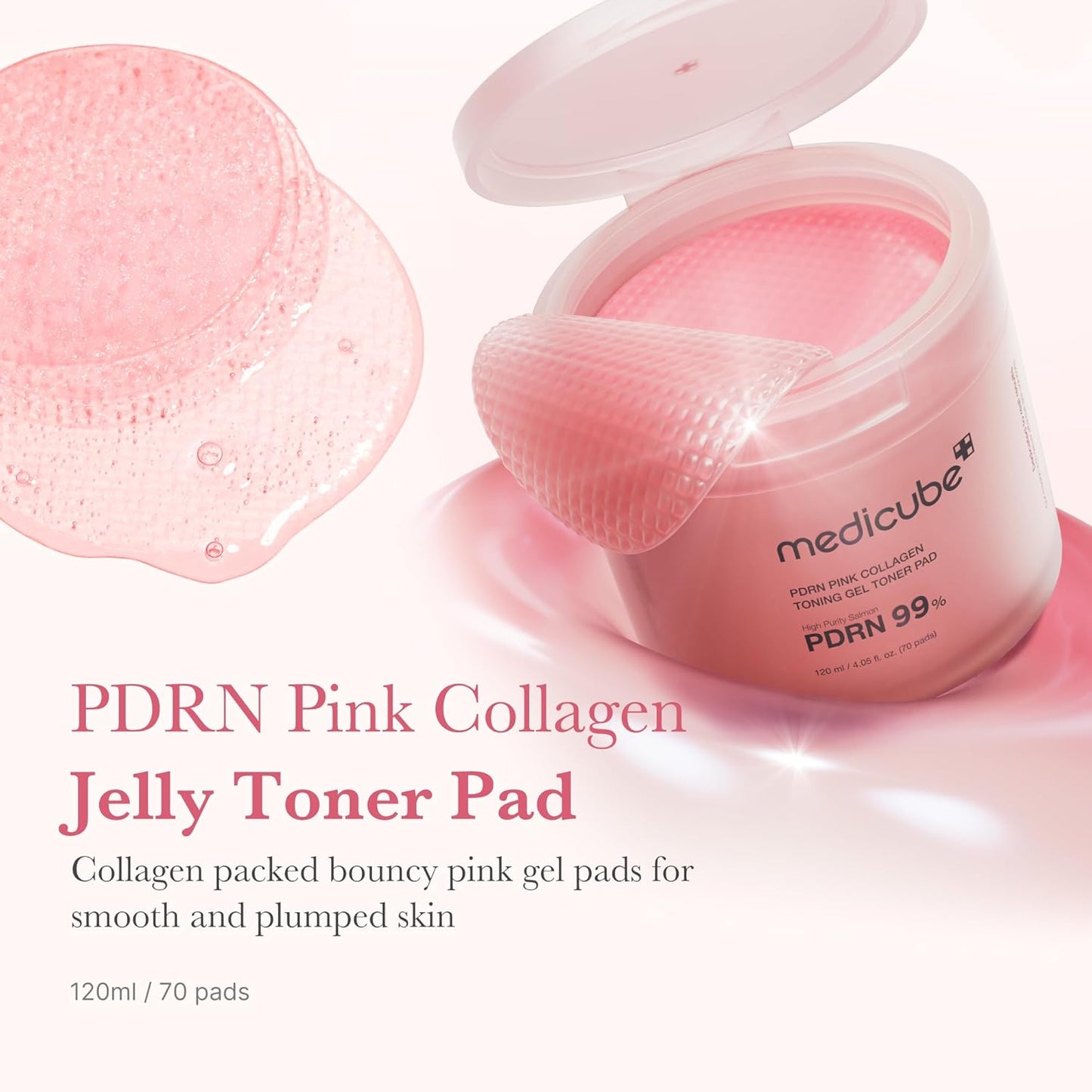 Medicube PDRN Pink Collagen Toning Gel Toner Pad 120 mL (4.05 fl oz) / 70 pc