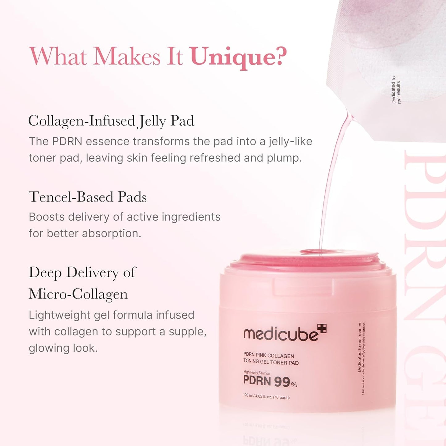 Medicube PDRN Pink Collagen Toning Gel Toner Pad 120 mL (4.05 fl oz) / 70 pc