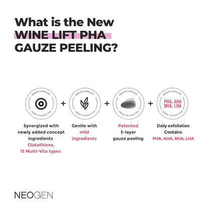 Neogen Wine Lift PHA Gauze Peeling 190 mL (30 pc)