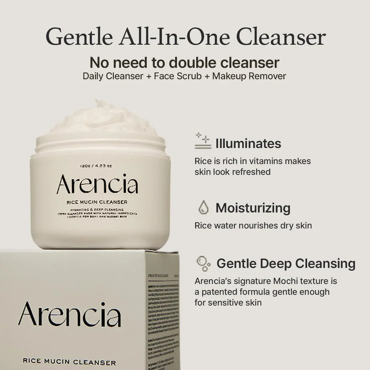 Arencia Rice Mucin Cleanser 120g (4.23 oz)